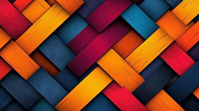 Abstract pattern of interwoven rectangles in vibrant colors