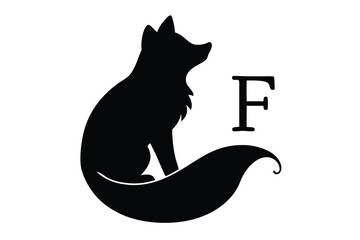 black fox on white background