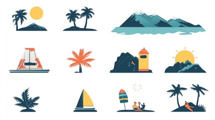 Summer Vectors Showcasing Outdoor Fun and Vibes Representing Seasonal Activities Sunshine and Adventure for Travel Campaigns Summer Marketing and Event Promotion
