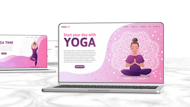 3D Yoga Wellness Web Promo Multi Device Showcase