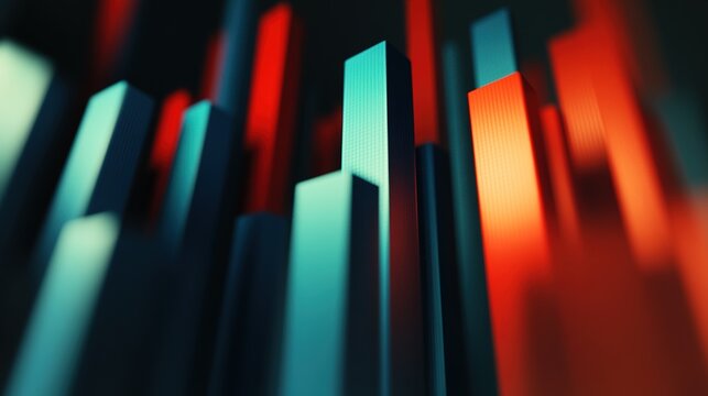 Close-up of red and blue bar chart representing political polling data, election results or voting statistics. Political analysis, democratic process and public opinion research concept.
