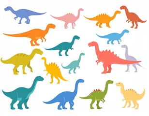 ILLUSTRATOR OF VARIOUS TYPES OF DINOSAURS WITH A WHITE BACKGROUND

