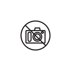A "no camera" or "no photography" icon, showing a camera crossed out within a circle, indicating prohibition.