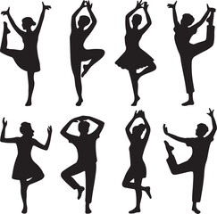 Fototapeta premium Graceful dancers in dynamic poses silhouette ballet