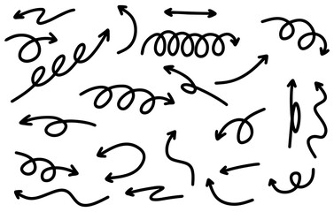 Hand-drawn vector arrows  and symbols set, an abstract background illustration 