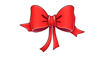 Glossy Red Bow on Transparent Background
