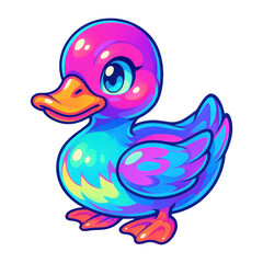 PNG Colorful cartoon duck illustration.