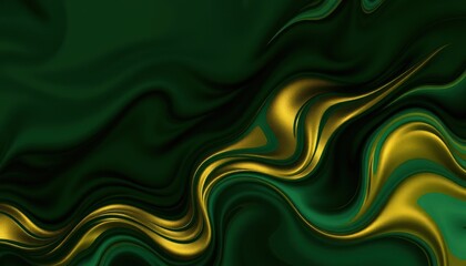 Obraz premium Abstract golden and green liquid background with flowing, wavy, and dynamic shapes