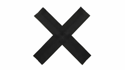 Obraz premium Symbol A cross mark crafted from black tape, styled in a taped concept, viewed in taped X layout on white background (2)