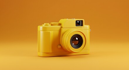 Yellow Camera on Orange Background