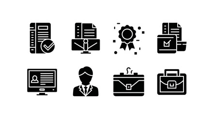 Set of Business and Career Icons in Black.