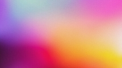 Obraz premium Grainy abstract background with noisy texture and vibrant gradient hues blending purple, pink, orange, and yellow. 