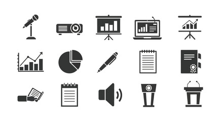 Collection of Business and Presentation Icon Set.