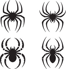 Black spider silhouette designs arachnid creepy