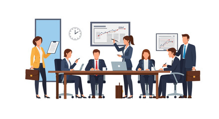 Business Team Meeting in Conference Room Setting.