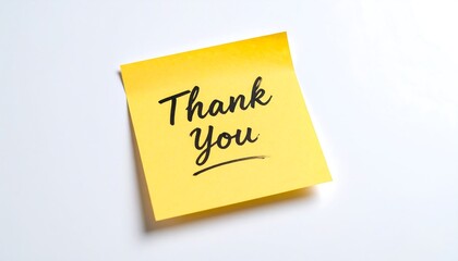 Sticky note with Thank You on yellow paper, gratitude concept
