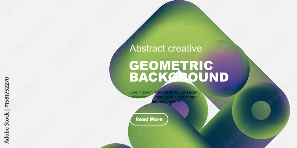 Fototapete abstract geometric background features vibrant gradients, flowing shapes, text elements, button. mod