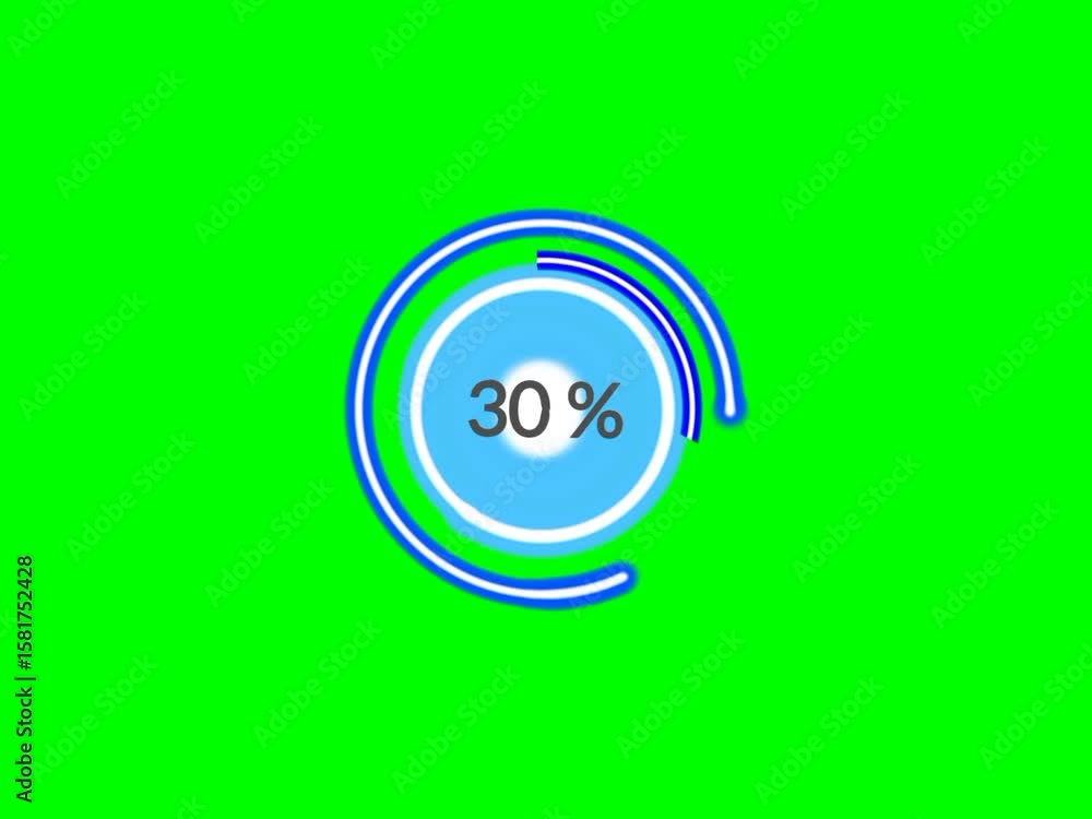 Poster loading animation with glowing blue neon circle. smooth futuristic loop. download progress shown as 