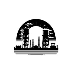 water storage tower silhouette, water storage tower vector