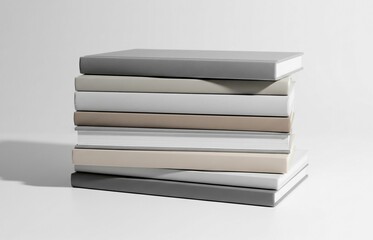 Stack of neutral colored hardcover books presents a serene and academic composition perfect for knowledge and learning.