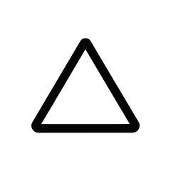 Thick black triangle outline with rounded corners isolated on white background