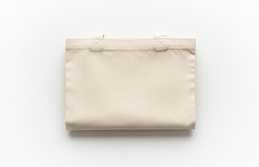 Flat lay of a reusable shopping bag on a clean white surface, showcasing eco-friendly lifestyle choices and sustainable living