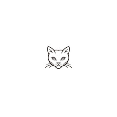 Minimalist cat silhouette on black presents a sleek, modern feline design for logos or creative projects with a transparent background.