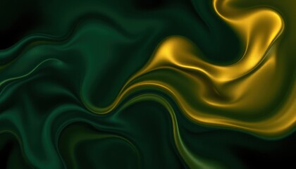 Obraz premium Abstract Green and Gold Fluid Art Wallpaper or Background