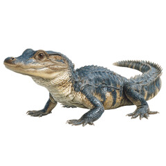 Naklejka premium Realistic Representation of a Young Alligator Standing in Profile on a White Background
