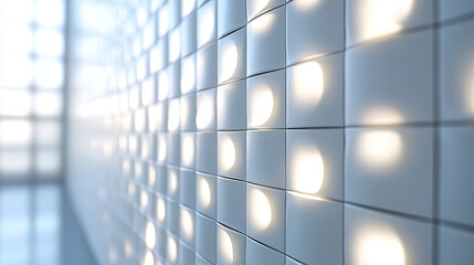 Modern, illuminated wall tiles.  Abstract architectural design