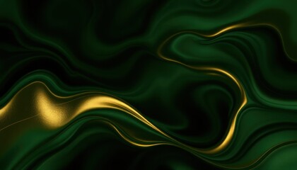 Obraz premium Abstract Green and Gold Fluid Texture Background for Design Projects