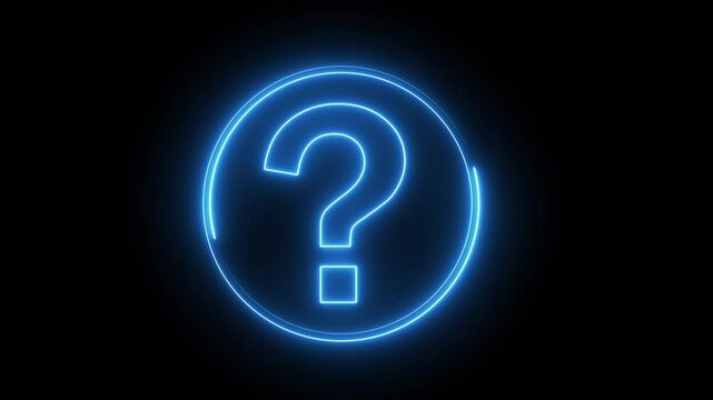 Glowing neon line Speech bubbles with Question icon isolated on black background. Letter Sign symbol, Message with a question mark with a neon saber effect. 4K Video motion graphic animation	