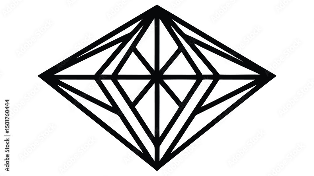 Poster minimal geometric line pattern with interlocking design featuring a dog illustration