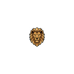 Golden lion head emblem displays an artistic, stylized design against a solid black backdrop, suited for brand identity and graphic projects.