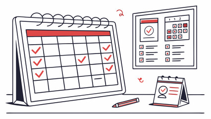 Time Management and Productivity Concept with Hand-Drawn Calendars, Checkmarks, and Task Lists for Efficient Scheduling and Organization