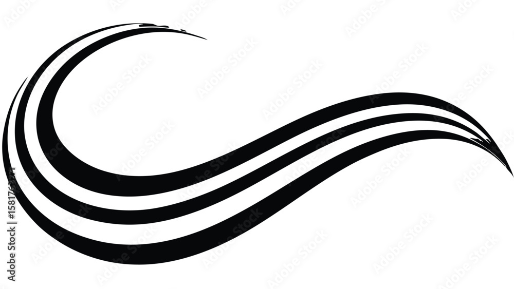 Poster elegant flowing ribbons forming abstract waves design with cmyk colors and simple fonts