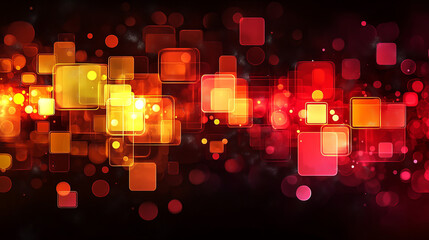 Abstract graphic design with glowing squares and circles