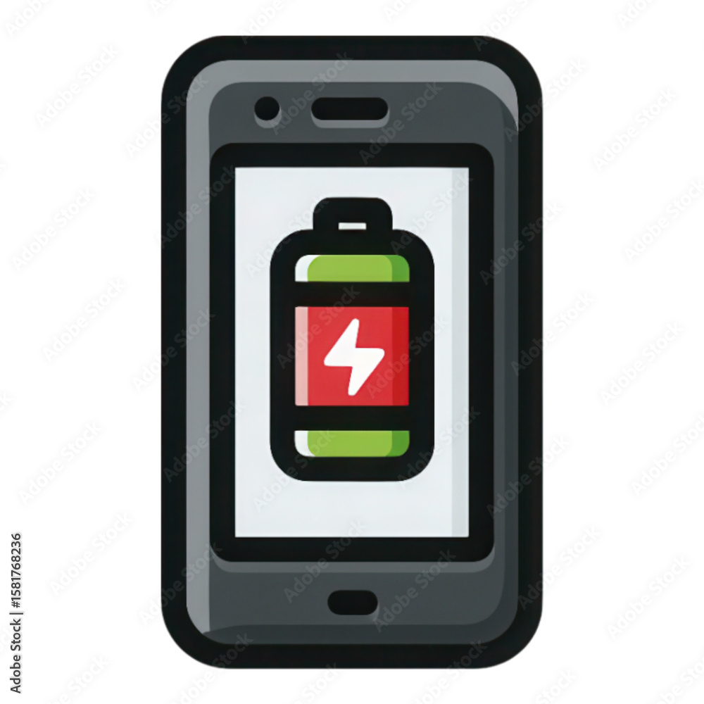 Poster modern smartphone battery indicator icon with charging symbol and vibrant colors representing energy