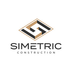 3D geometric S letter logo for strong and modern construction
