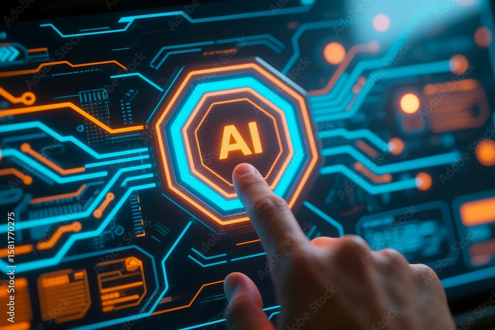 Aufkleber ai technology artificial intelligence futuristic digital transformation innovation concept tech touc
