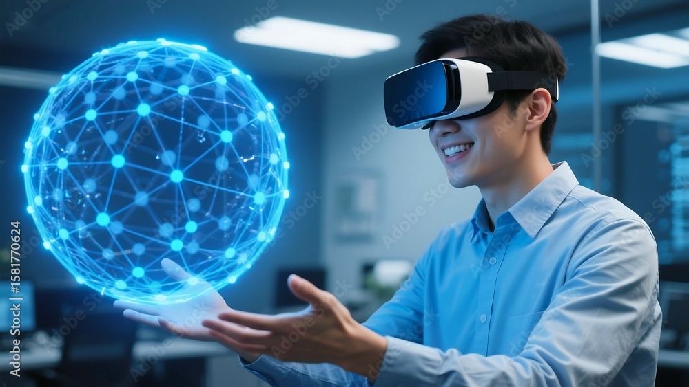 Poster experience the future with virtual reality technology and digital innovation in immersive vr gaming 
