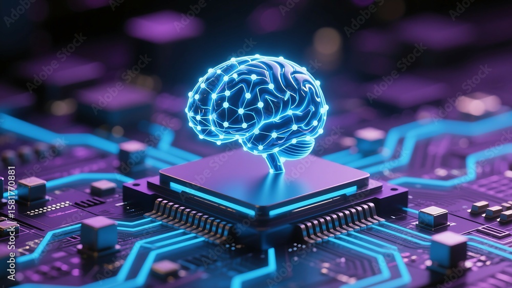 Aufkleber artificial intelligence ai brain technology neural network machine learning deep learning concept fu