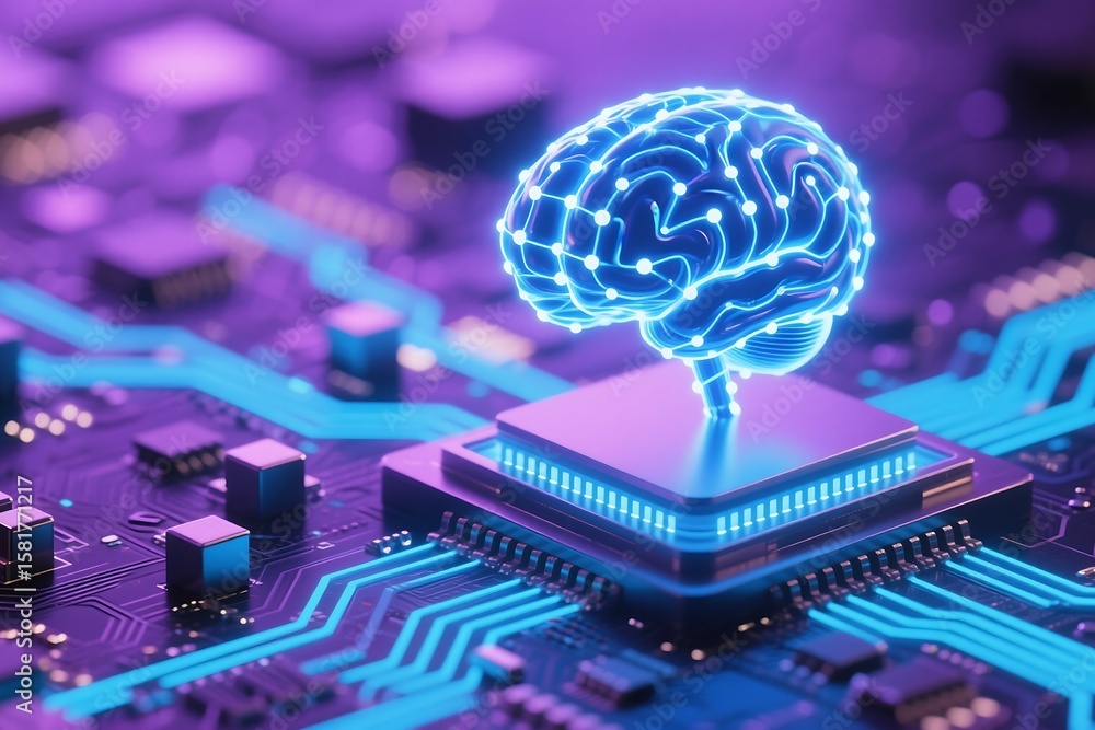 Aufkleber artificial intelligence brain ai technology machine learning deep learning neural network concept 3d