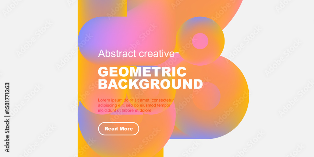 Aufkleber vibrant abstract design features overlapping colorful shapes, text, button. modern aesthetic suitabl
