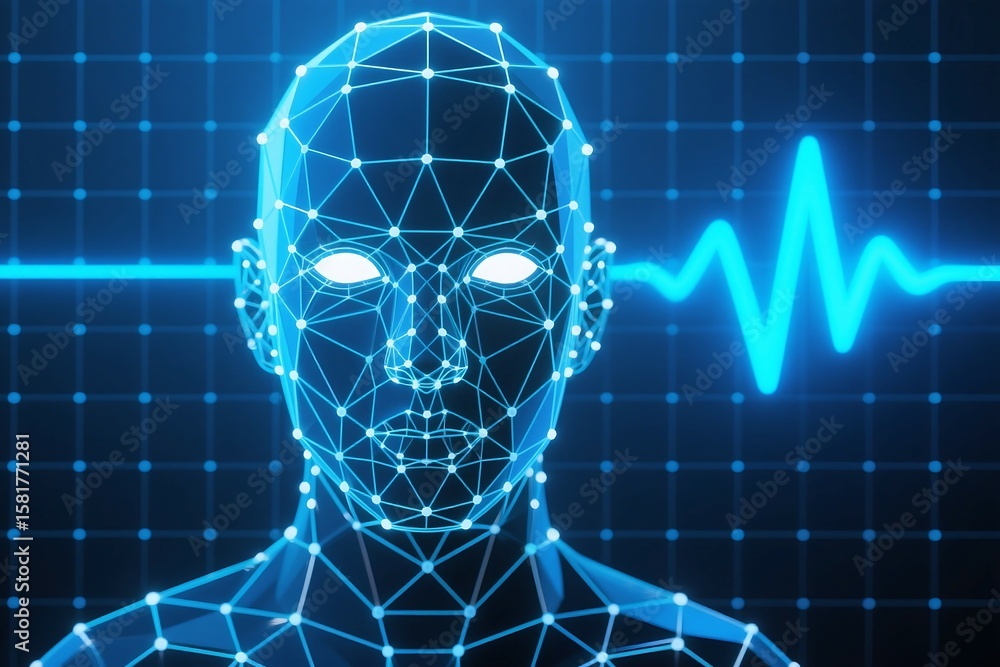 Fototapete ai human face scan technology digital avatar artificial intelligence future innovation science abstr