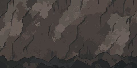 Cartoon Cave Background with Rock Formations and Dark Tones for Game Development or Animation Projects and Fantasy Illustrations