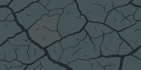 Cracked Ground Texture with Dark Gray Tones Suitable for Game Development and Graphic Design Projects Requiring a Damaged Surface