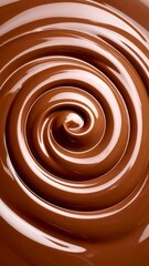 Melted chocolate swirls in a spiral pattern