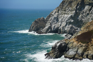 cliffs and rocks of coastline Pacific Highway in California