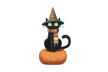 Halloween Cat On Pumpkin